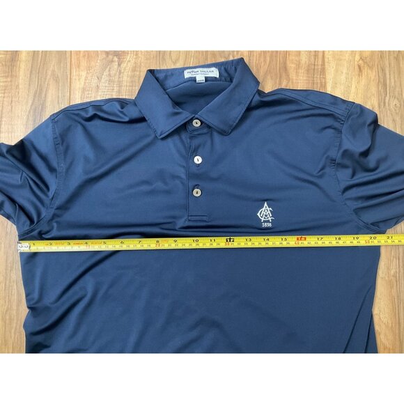 Peter Millar 1898 Logo Solid Navy Long Sleeve Jersey Polo - Small- Pre Owned - Picture 5 of 9